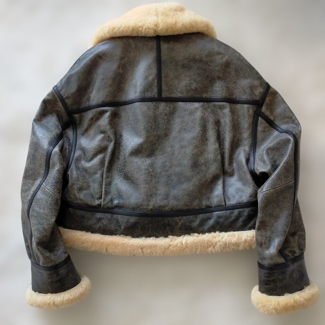 高橋愛着用】STUDIOUS アンティークレザービッグブルゾン ムートン