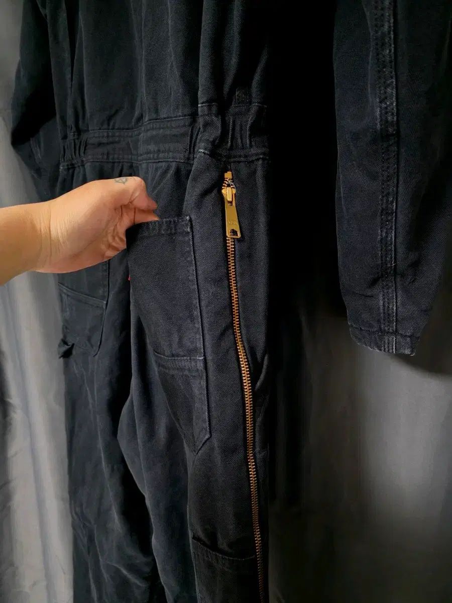 ディッキーズ ブラック オールインワン ワークウェア M ハイネック オーバーオール つなぎ 