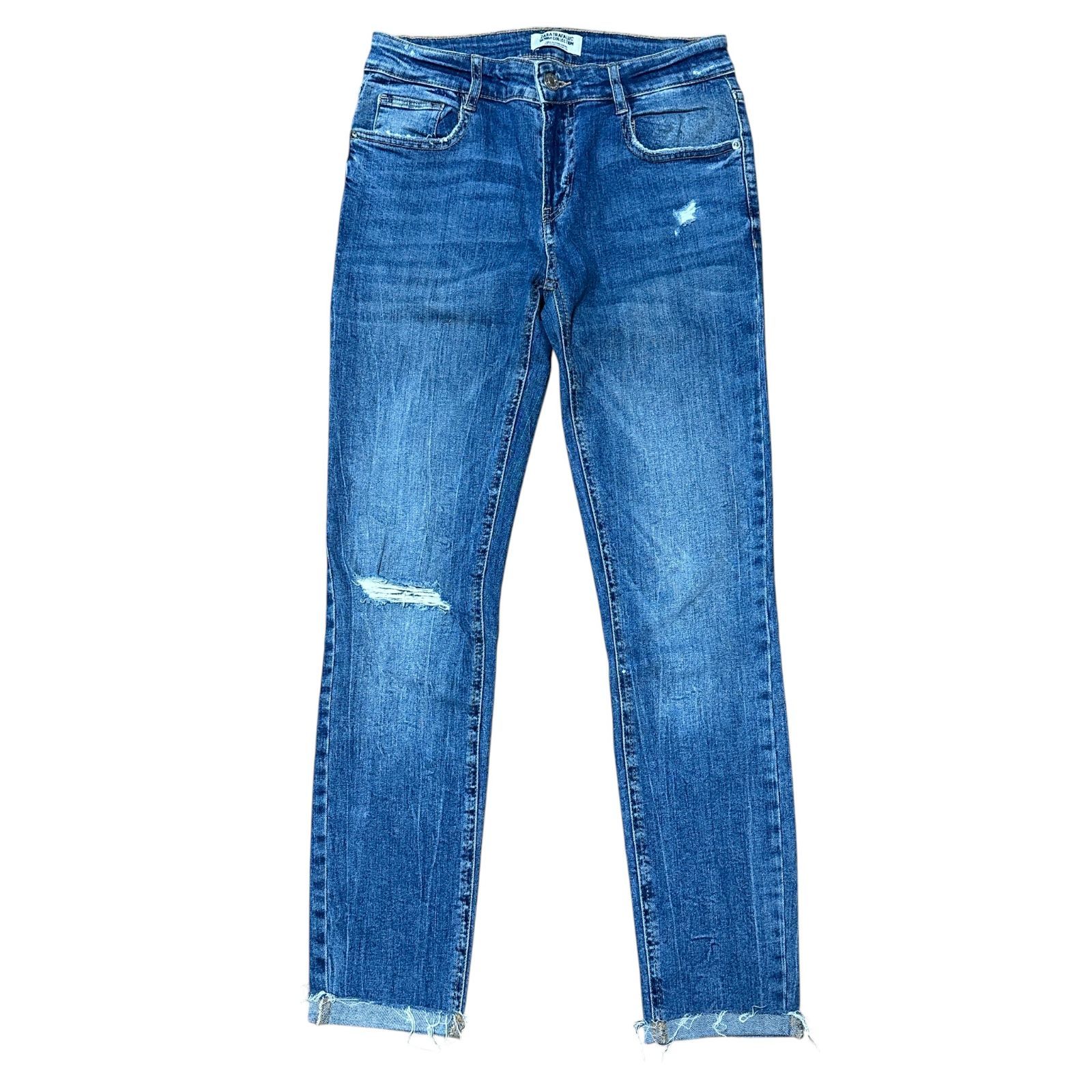 ZARA TRAFALUC クラッシュ スキニーデニム ダメージ加工 ブルー サイズ