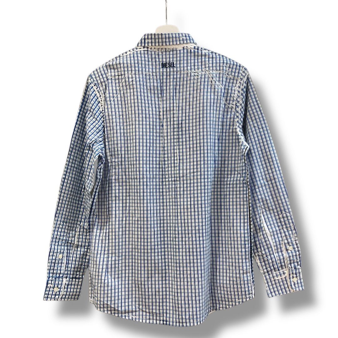 DIESEL ディーゼル チェック柄プリント 長袖シャツ サイズS シャツ チェックシャツ ネルシャツ ワイシャツ 青 ブルー チェック柄 メンズ 通年 ゴーゴー古 2606
