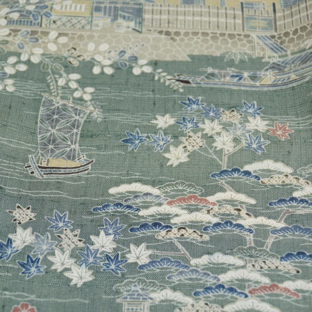  特選 着物 しょうざん 生紬 洒落訪問着 証紙付き 茶屋辻模様 Sサイズ 紬 紬地 紬の訪問着 tsumugi リサイクル着物 正絹 リユース 紬着物 紬 着物