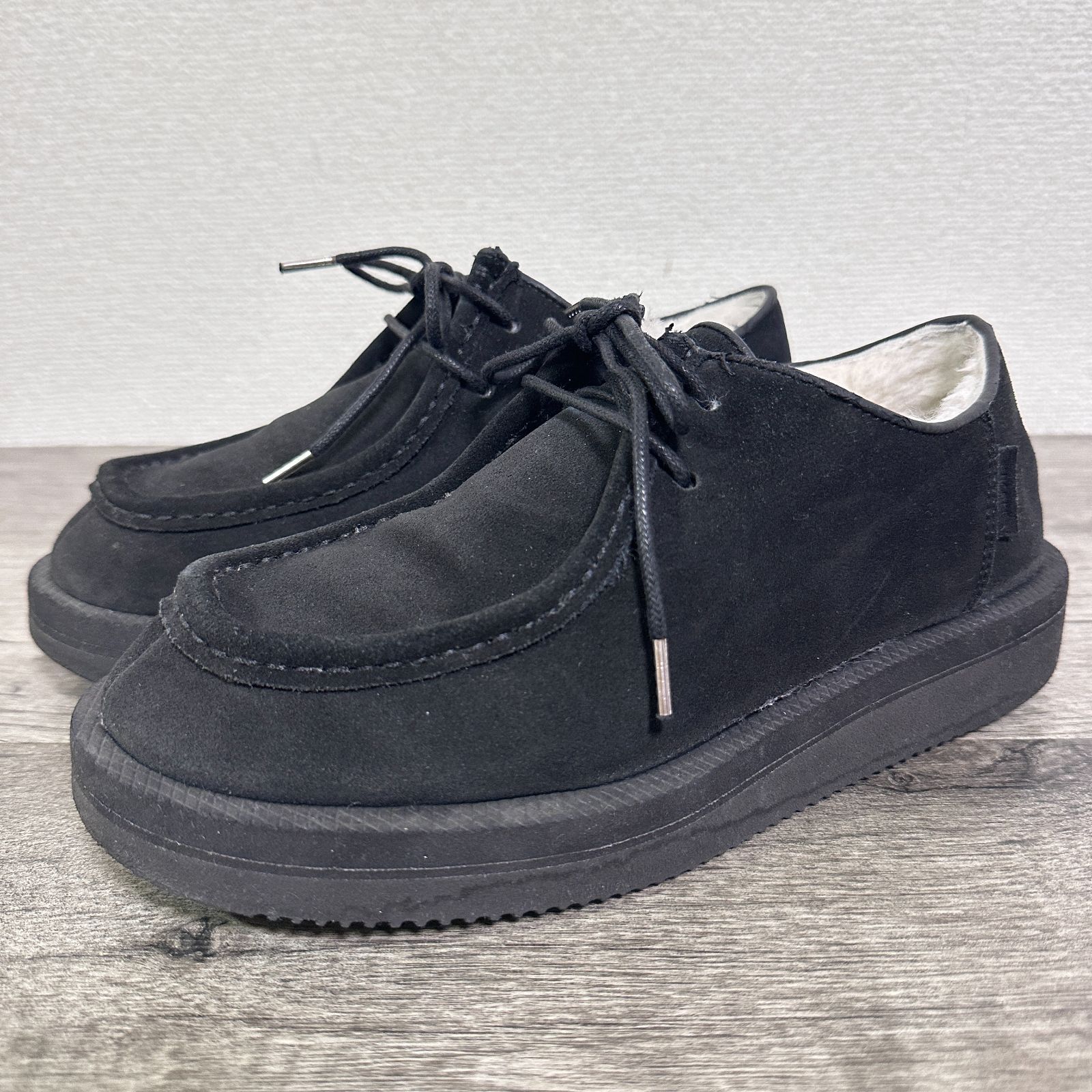 SUICOKE ムートンシューズ 裏ボア チロリアンシューズ 24cm ブラック
