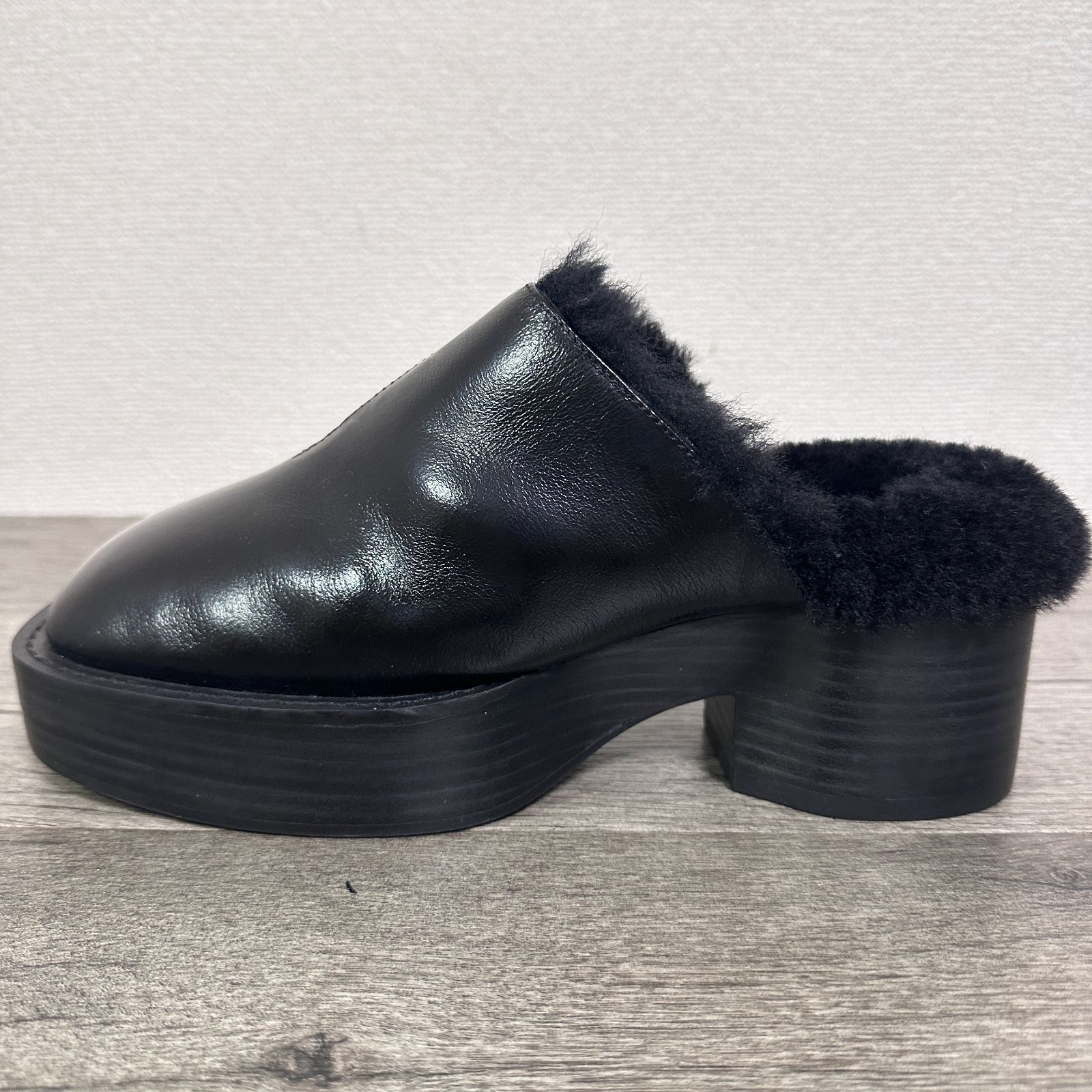 裏ボア 厚底ミュールサンダル