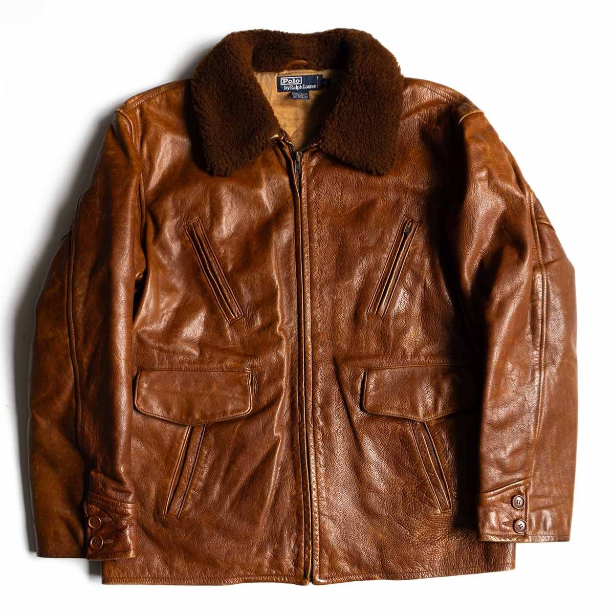 最高級】POLO RALPH LAUREN 【襟ムートン レザー ジャケット】M ポロ