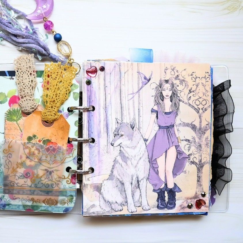 コラージュ ノート バインダー 手帳 3穴 B7 手作りノート カラフル