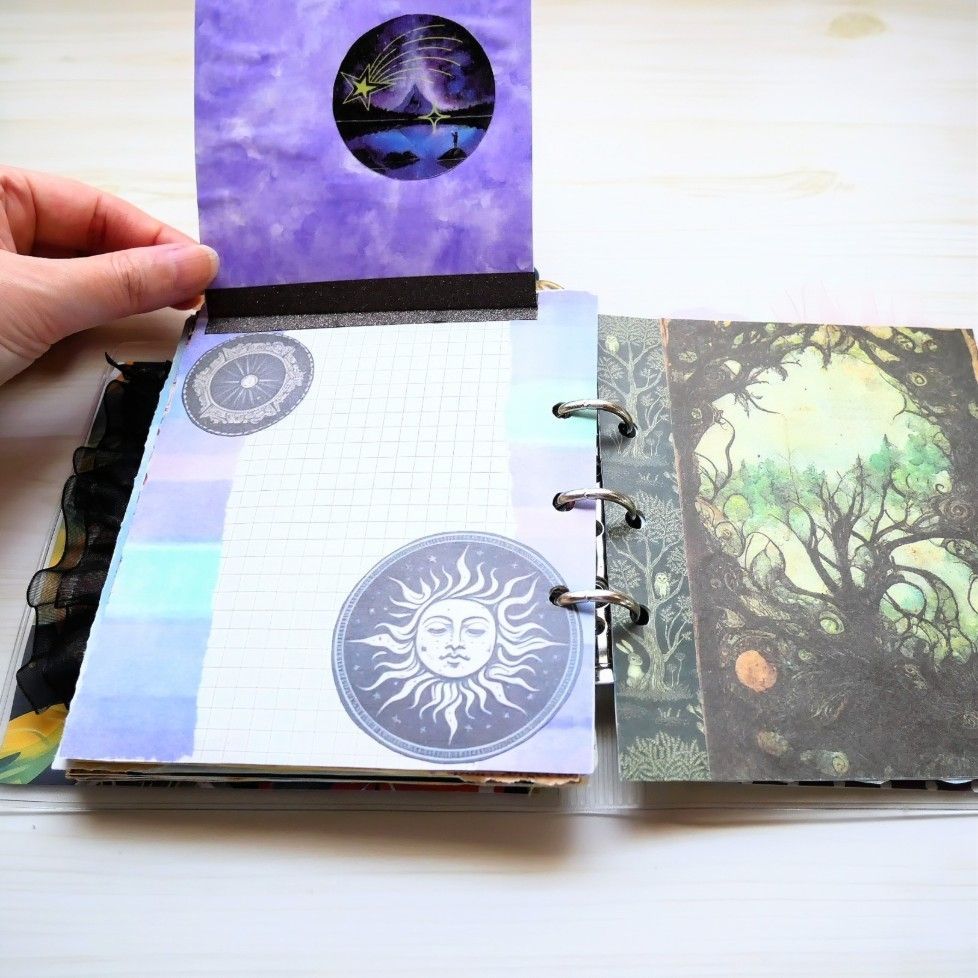 コラージュ ノート バインダー 手帳 3穴 B7 手作りノート カラフル