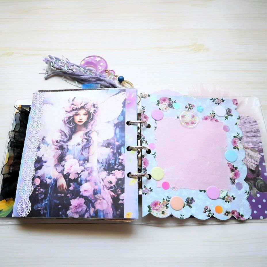 コラージュ ノート バインダー 手帳 3穴 B7 手作りノート カラフル