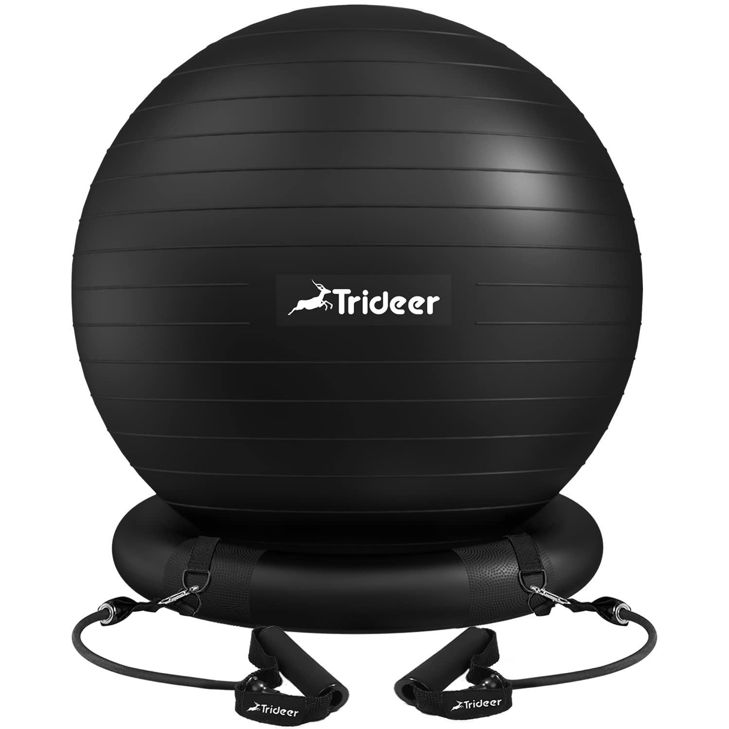 Trideer ボールチェア エクササイズボール ベース-バンド付き ホームジムワークアウト用 - XL 27-30インチ 68-75 cm ブラック