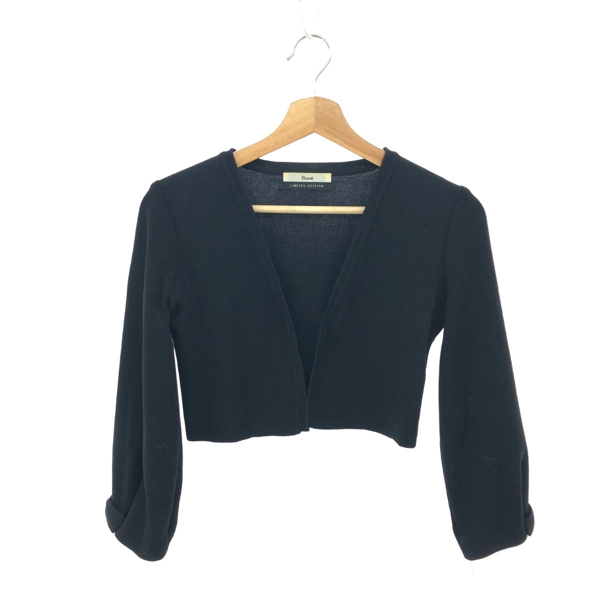 RENE ルネ カーディガン サイズ:34 袖リボンデザイン ブラック