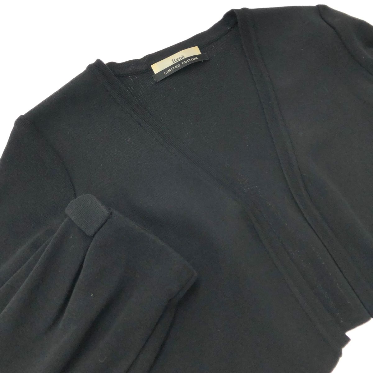 RENE ルネ カーディガン サイズ:34 袖リボンデザイン ブラック