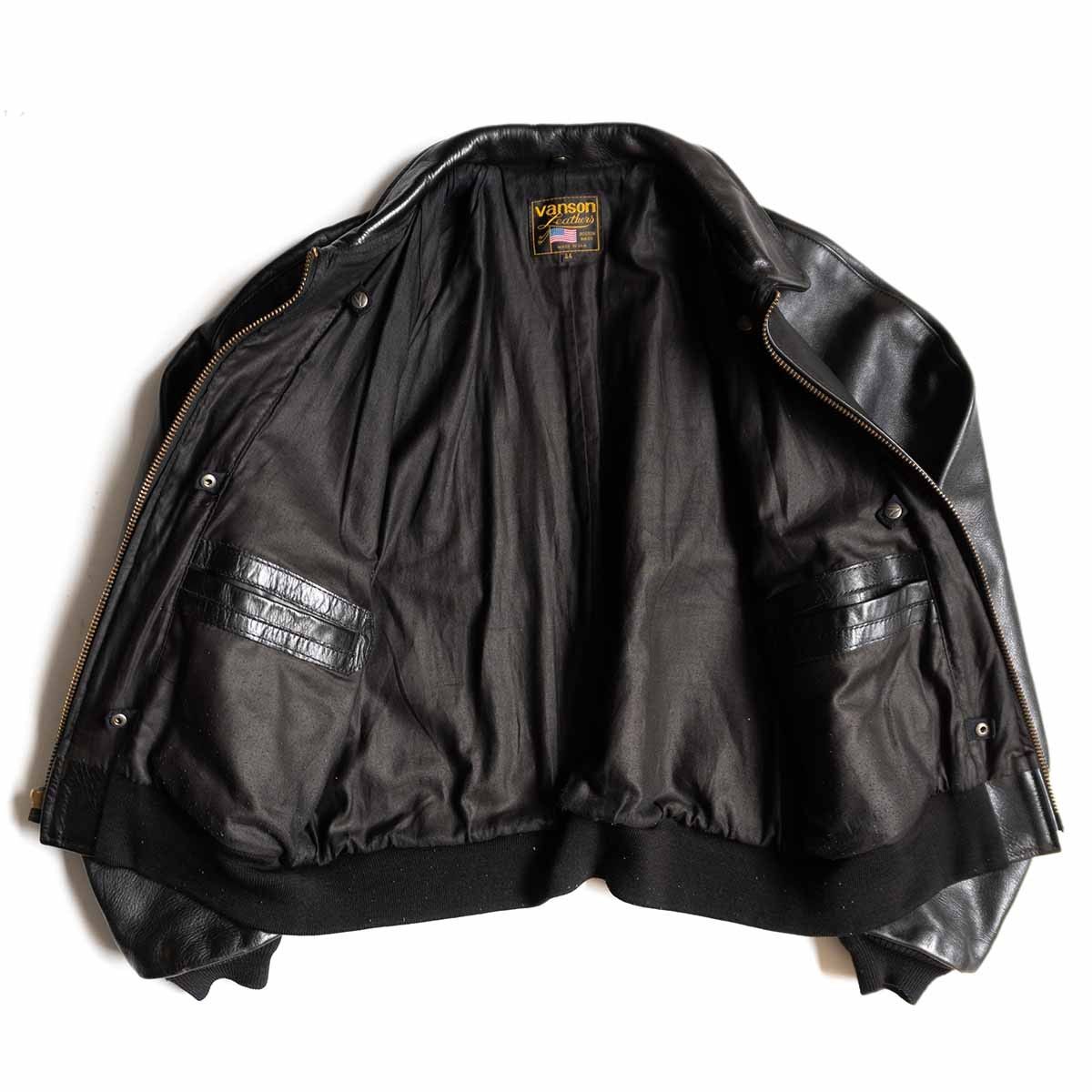 美品/ビッグサイズ】 VANSON 【襟付き オールレザー スタジャン】44