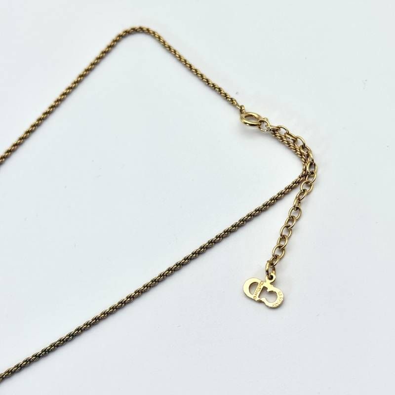 美品 Dior CDロゴ ネックレス ゴールド ラインストーン クリスチャン