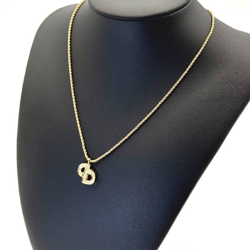 美品 Dior CDロゴ ネックレス ゴールド ラインストーン クリスチャン