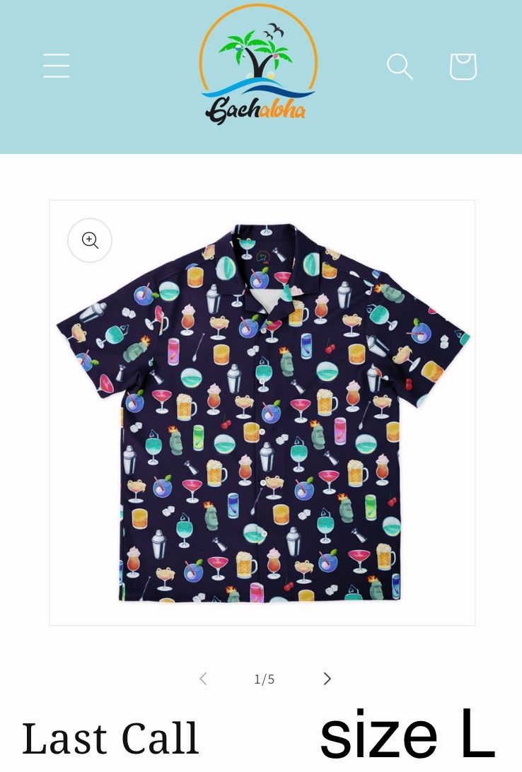 VA-11 Hall-A Gachaloha Last Call Shirt sise L ラストコールシャツ