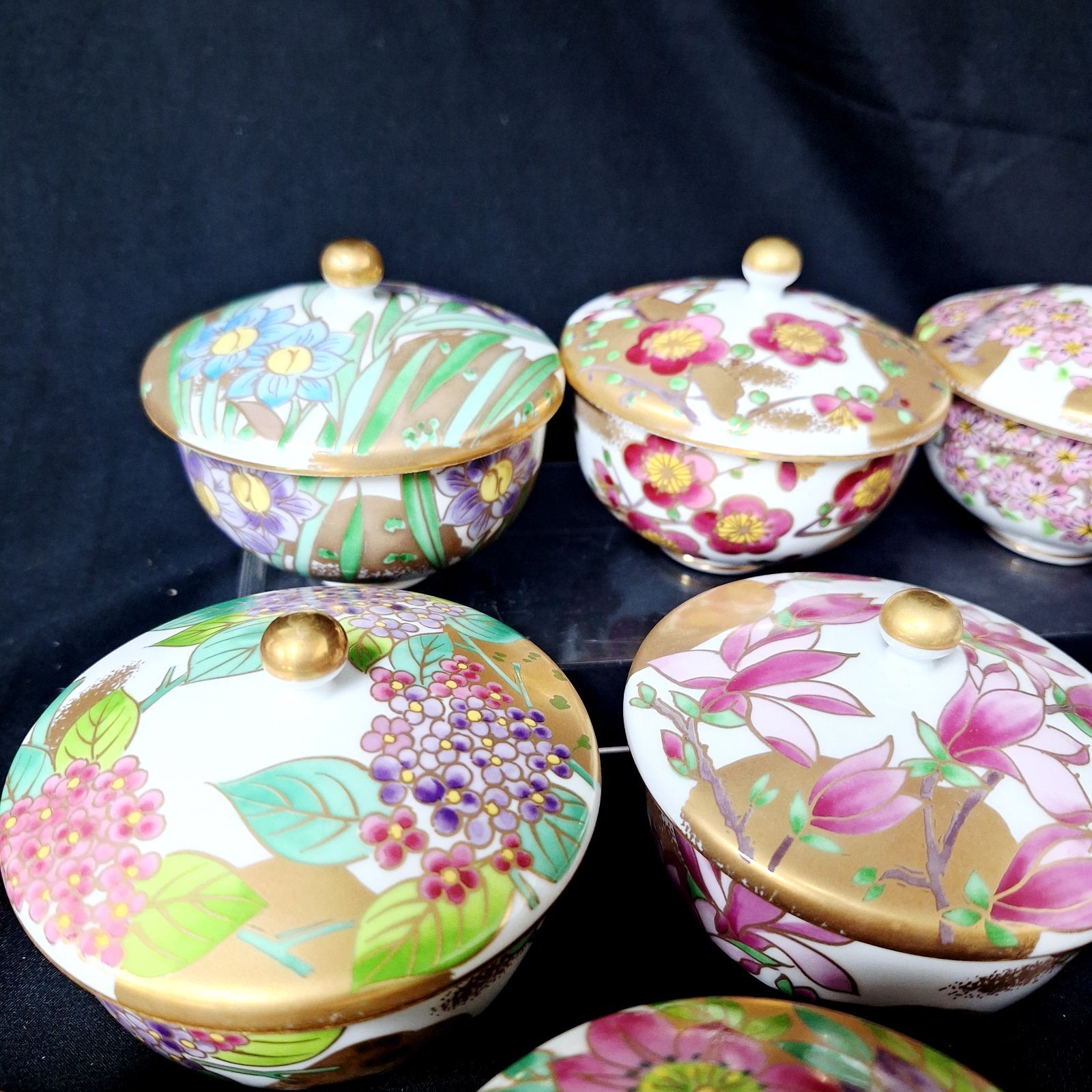 箱あり 羽柴正和 宮中の花の歳時記 煎茶椀 12客