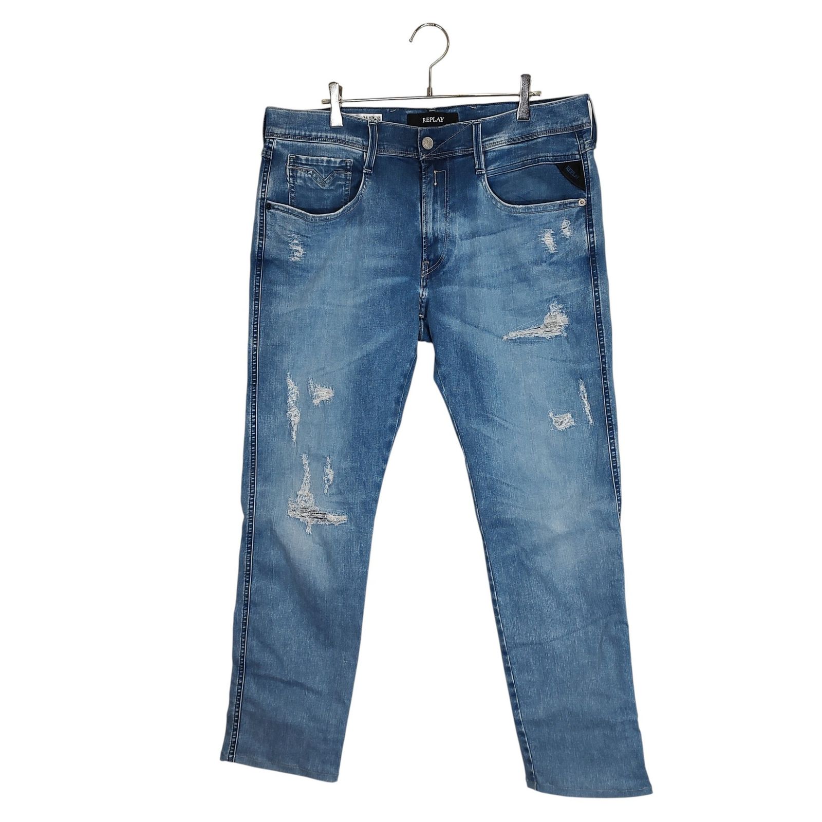 REPLAY リプレイ ANBASS SLIM FIT ダメージ加工 デニムパンツ M914Y 34 