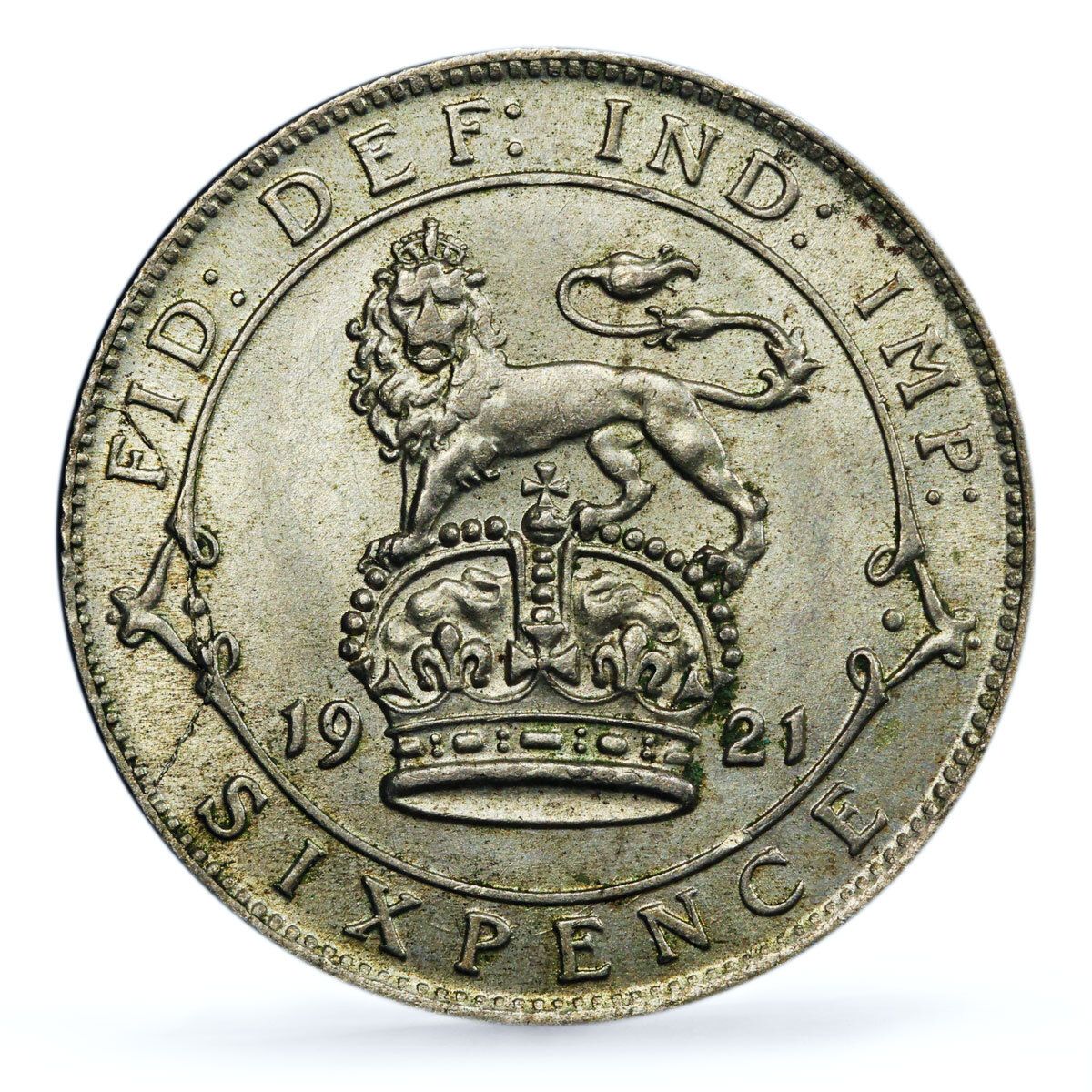 イギリス 6ペンス キングジョージ5世 貨幣 KM 815 a MS 64 PCGS 銀貨 1921年