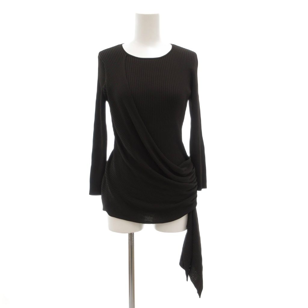 EPOCA エポカ フリル付き 7分袖 ニット 40 ブラック 黒 エポカ EPOCA 美品 ニット セーター 40 リブ フリル 7分袖 黒 ブラック