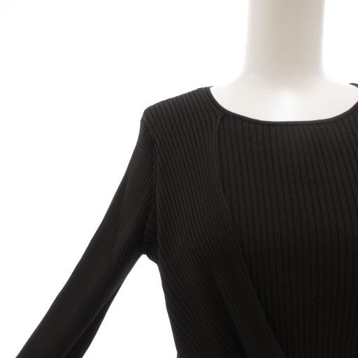 EPOCA エポカ フリル付き 7分袖 ニット 40 ブラック 黒 エポカ EPOCA 美品 ニット セーター 40 リブ フリル 7分袖 黒 ブラック