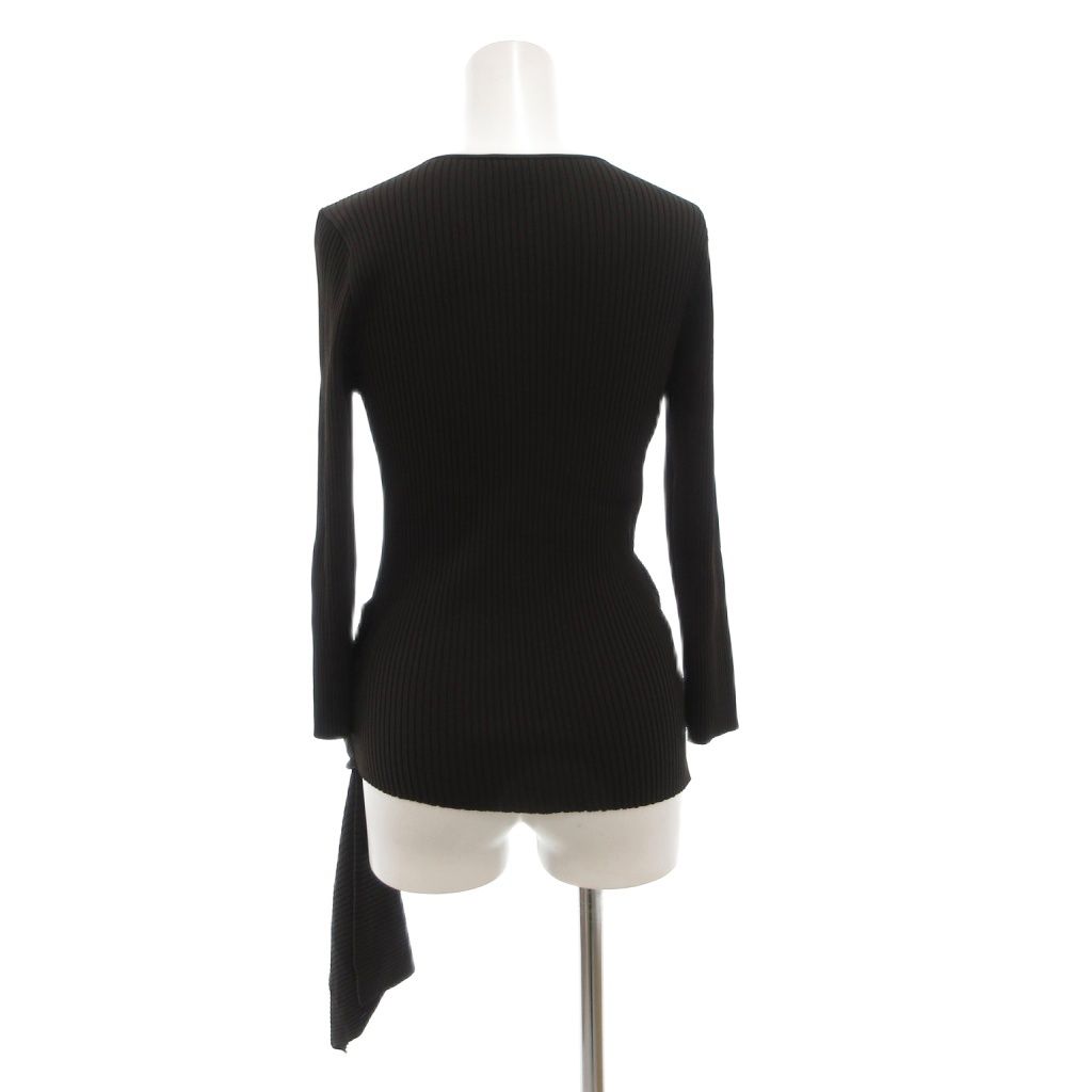 EPOCA エポカ フリル付き 7分袖 ニット 40 ブラック 黒 エポカ EPOCA 美品 ニット セーター 40 リブ フリル 7分袖 黒 ブラック