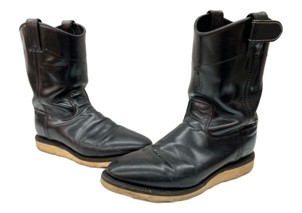 チペワ BOOTS ウェリントン ブーツ ウエスタン Vibramソール ロング 黒 メンズ靴 ブラック サイズ 8 1 2 E 104 S-1077