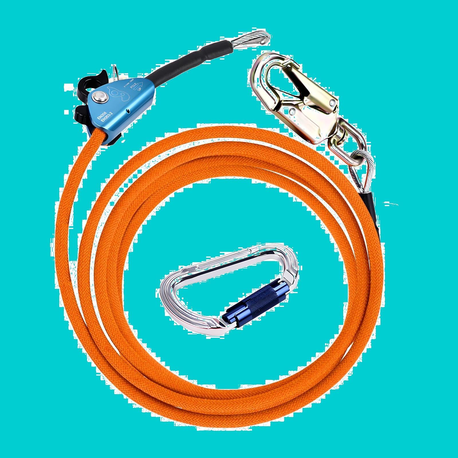 落下防止一般高所作業安全 安全確保 落下防止 木登り器具 カラビナとロープグラブ付き 超軽量アルミ合金 安全帯 柱上作業用安全帯 フリップラインキット 12 mm 3 m アーボリスト 伐採 安全ロープ 鋼線コア スチールコア安全ロープ