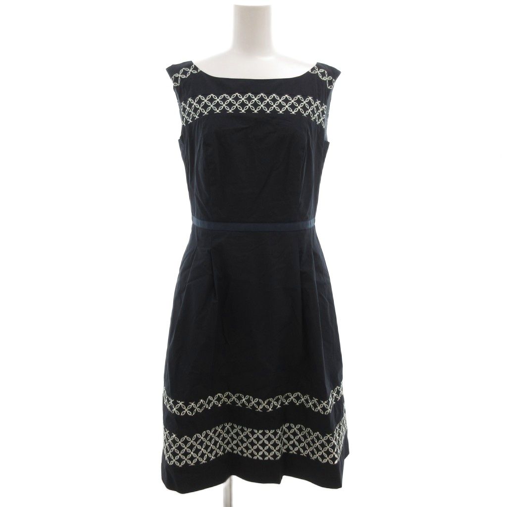 トッカ TOCCA ノースリーブワンピース 2 ひざ丈 フレア タック 紺