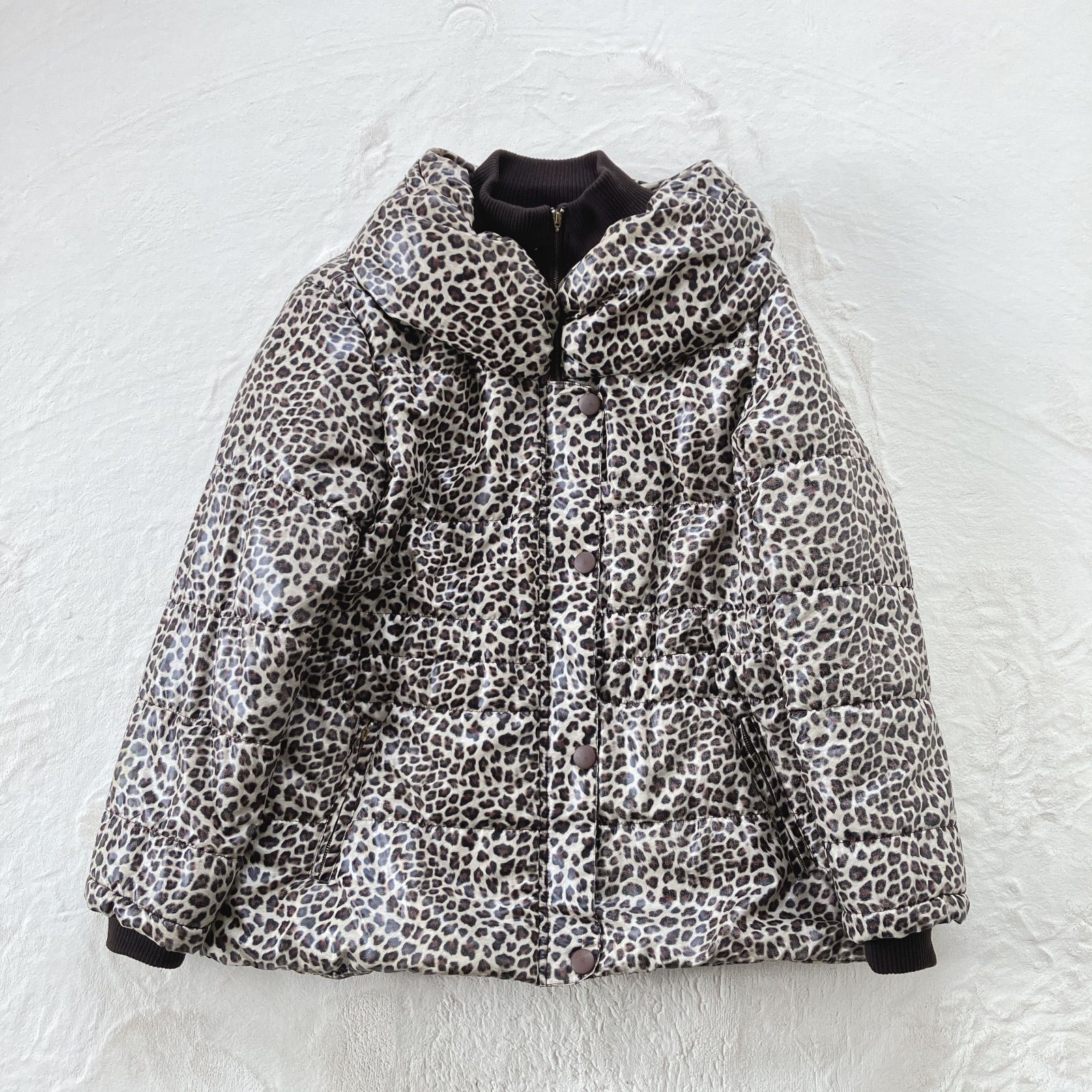 レオパード柄 中綿ジャケット／ベージュブラウン／XXXXL（レディース