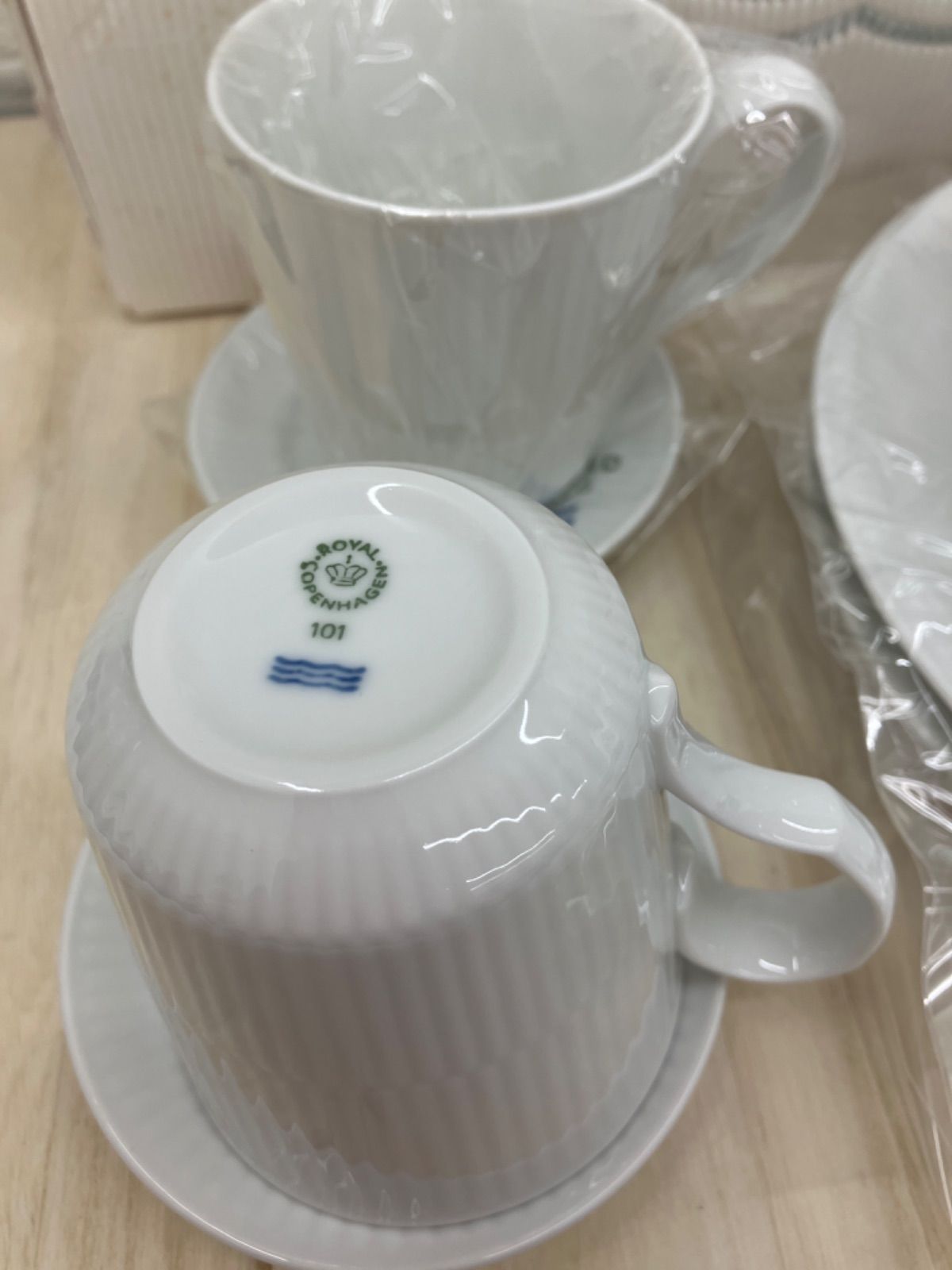 未使用】ロイヤルコペンハーゲン ホワイトフルーテッド カップ ボウル