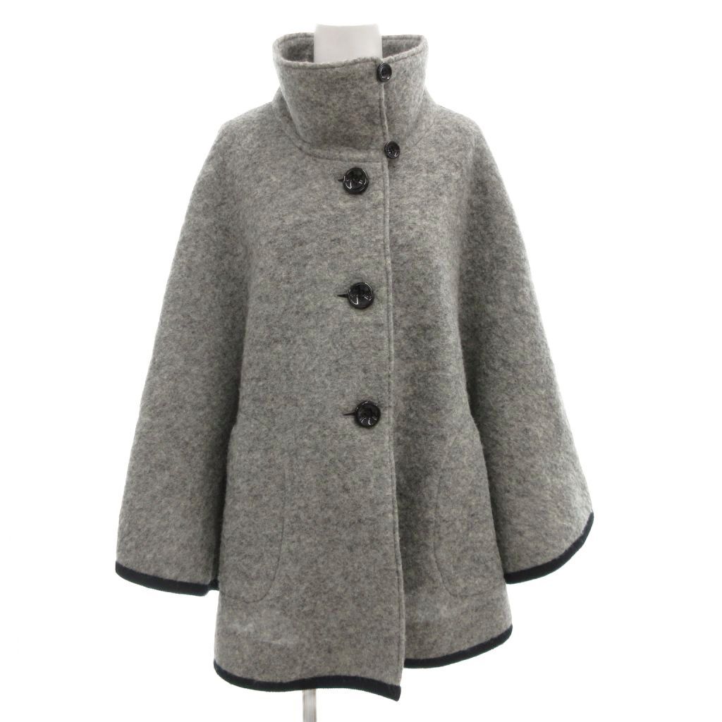 フォルテシモ fou foret ポンチョ風 ジャケット 38 起毛 ウール グレー AE