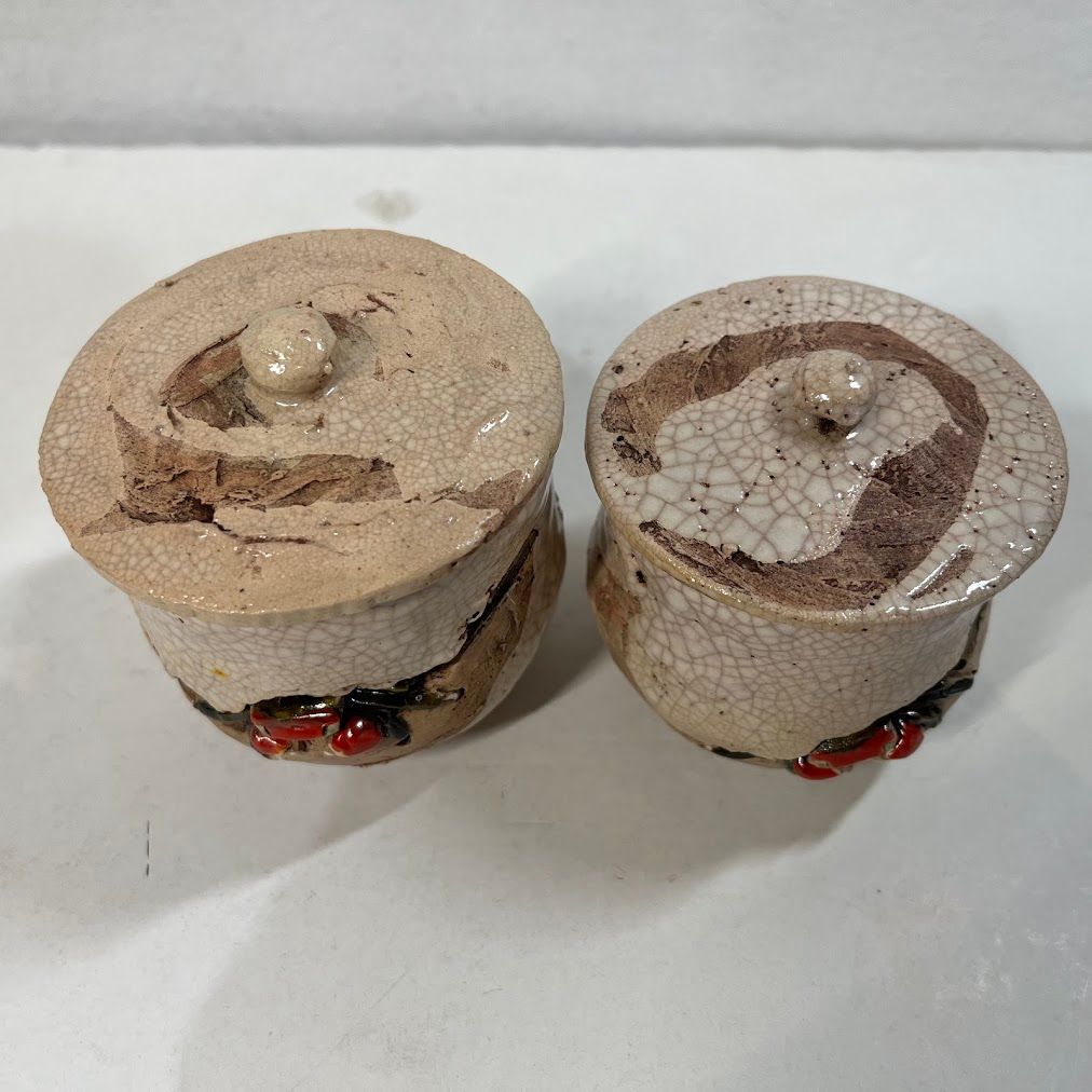 中古】楽山焼 夫婦湯吞み 砥部焼 カニ 蟹 - メルカリ