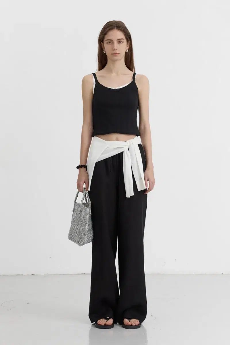 ダンスト リネン バンディング パンツ ブラック OOS