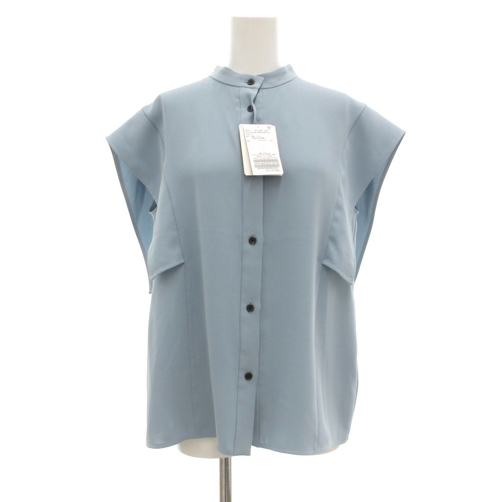 【中古】未使用品 ノーブル NOBLE タグ付き 24SS スクエアースリーブフロントオープン ブラウス シャツ F ブルー系 ノーブル NOBLE タグ付き 24SS スクエアースリーブフロントオープン