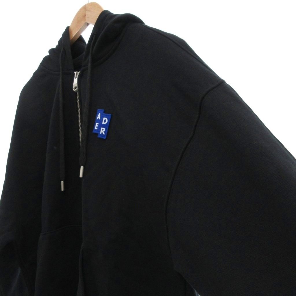 adererror タグ フーディ ジップアップ パーカー ブラック L adererror タグ フーディ ジップアップ パーカー ブラック L