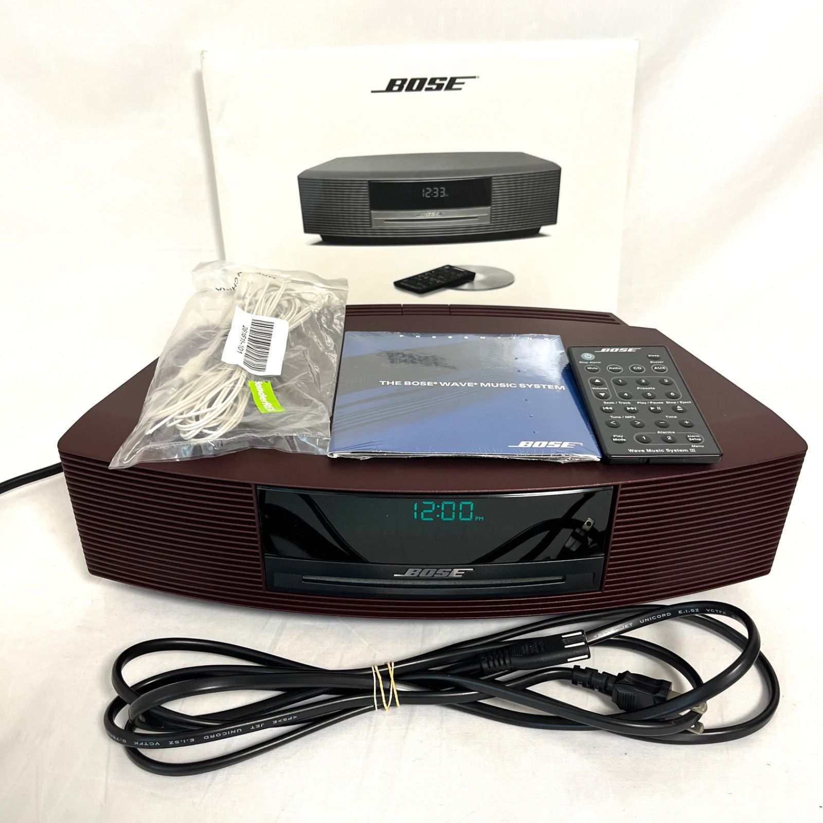 BOSE Wave Music System III バーガンディ ポーズ ラジオ リモコン 取扱説明書 電源ケーブル