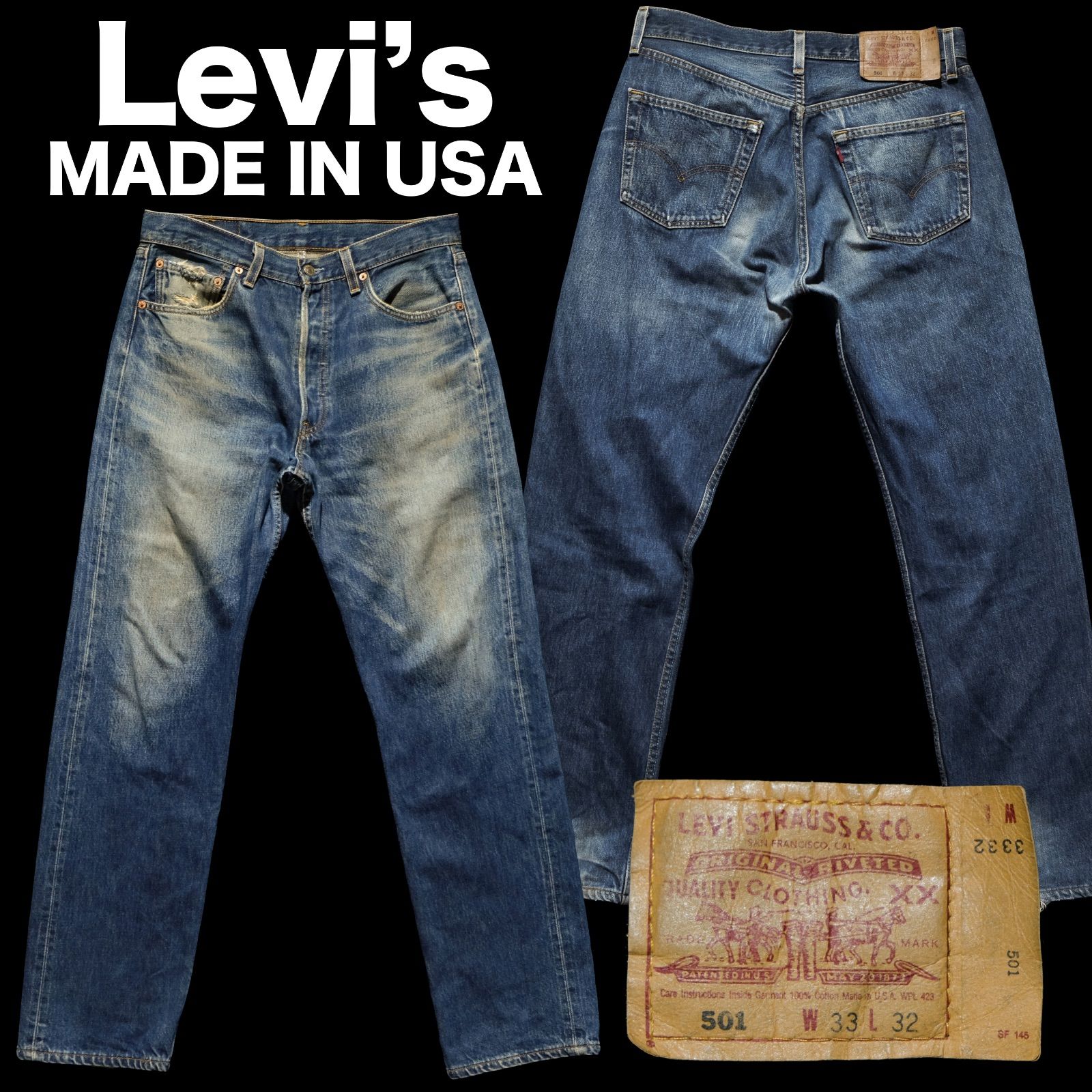 米国製 00's Levi's 501 W33/約82cm 553 00年製 鬼ヒゲ 色落ちサンプル