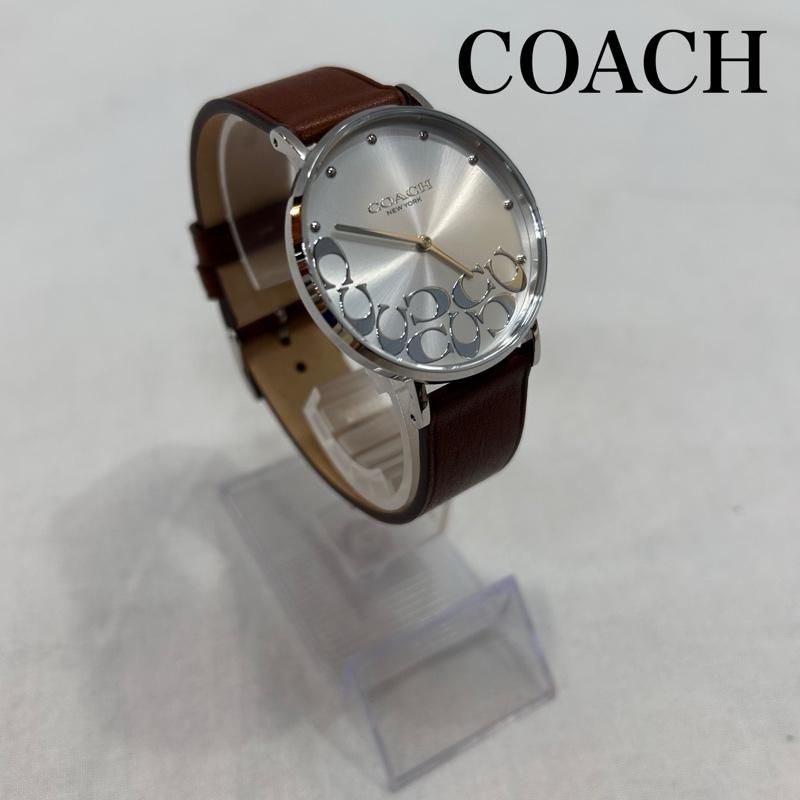 コーチ クォーツ時計 ペリー シグネチャー柄 ブラウンレザー レディース - ISItems 古着
