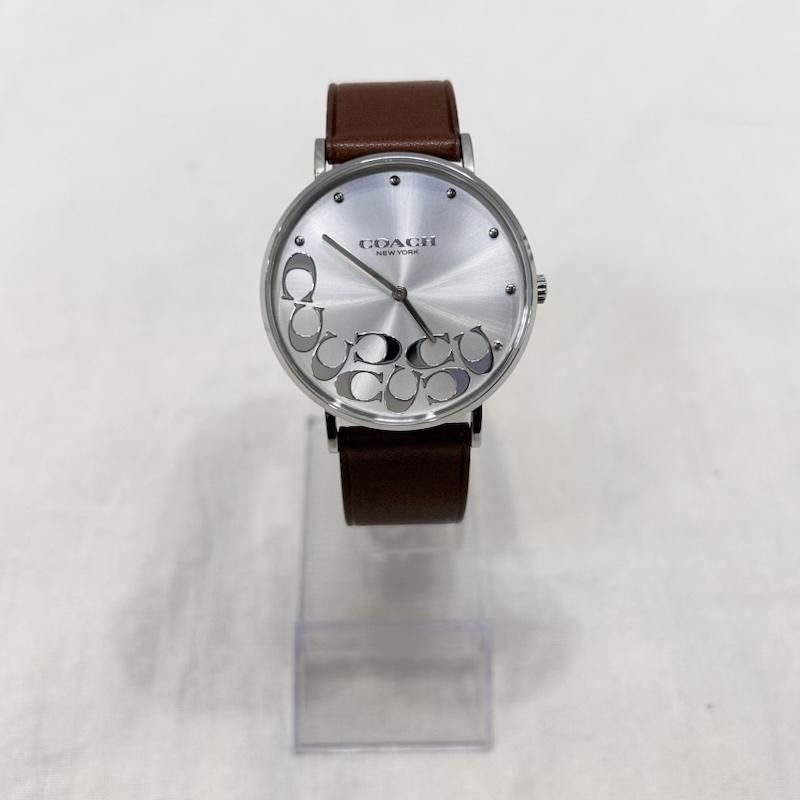 コーチ クォーツ時計 ペリー シグネチャー柄 ブラウンレザー レディース - ISItems 古着