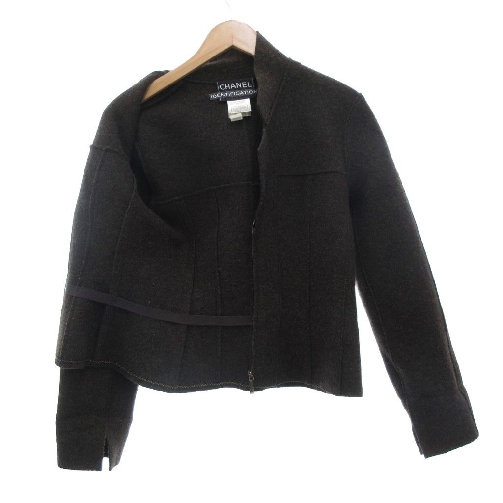 シャネル CHANEL IDENTIFICATION ジャケット ウール ジップアップ 40