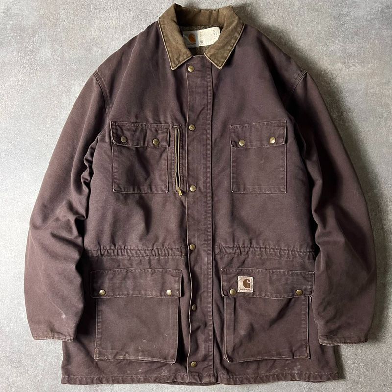 80s 90s USA製 Carhartt ブランケット ライナー ダック ハーフ コート