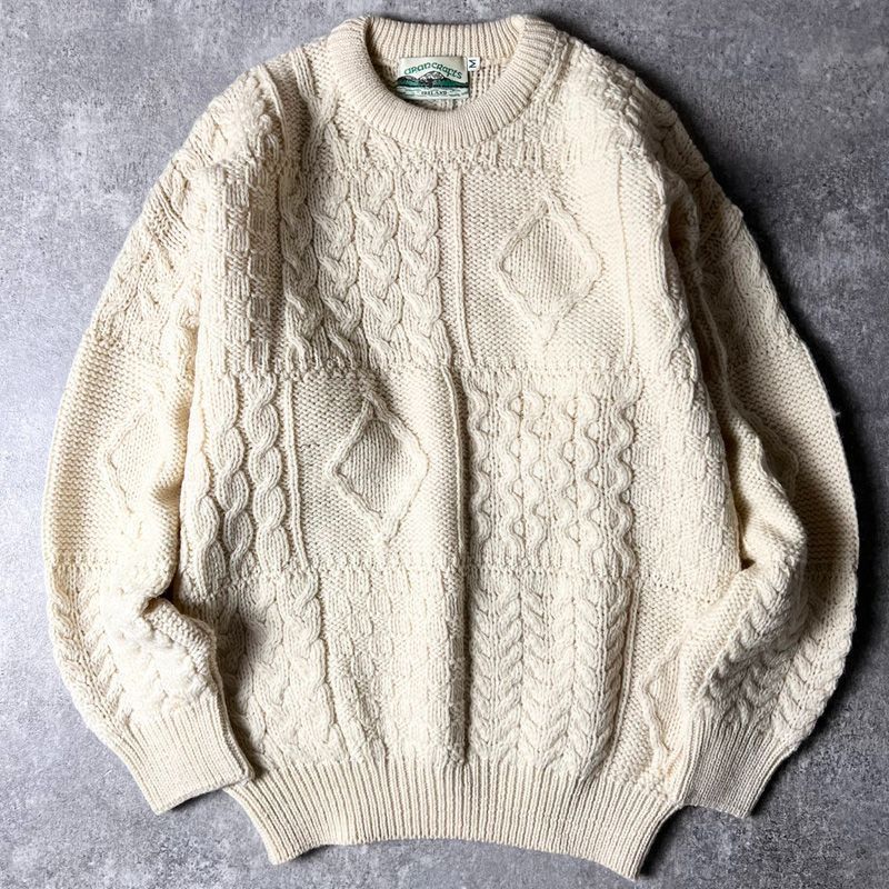 アイルランド製 aran crafts ウール フィッシャーマン ニット セーター