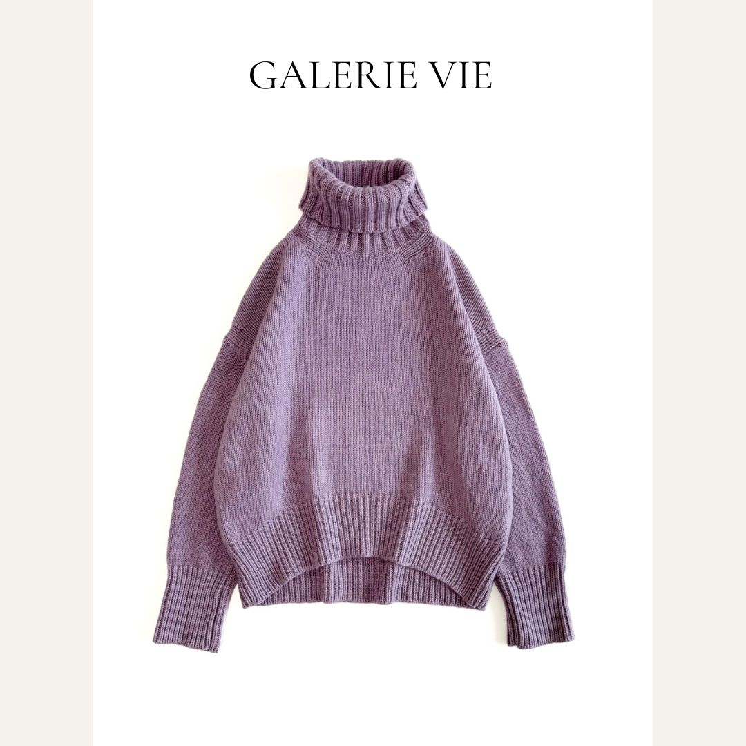 GALERIE VIE ファインウールハイネックプルオーバー パープル GALERIE VIE ファインウール ハイネックプルオーバー ニット セーター