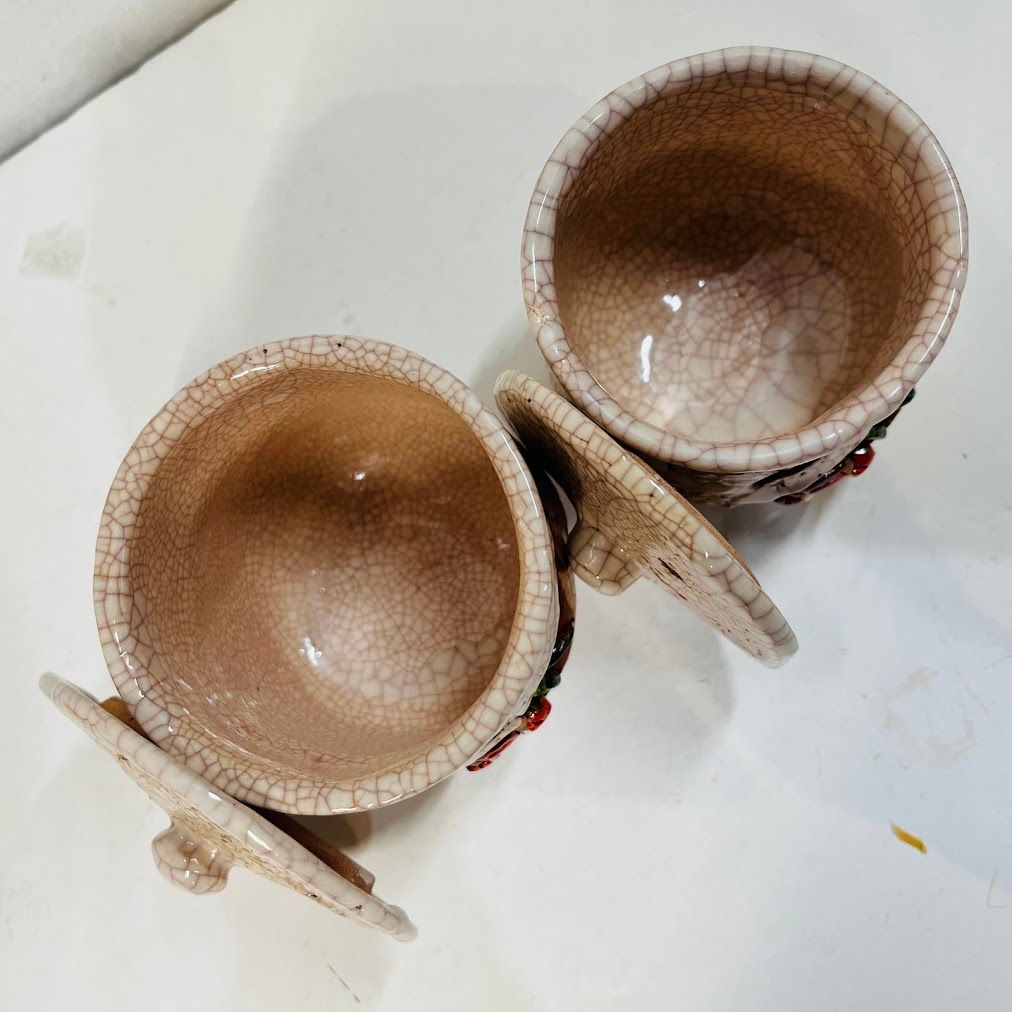 中古】楽山窯 夫婦湯呑 箱入 カニ 蟹 砥部焼 - メルカリ