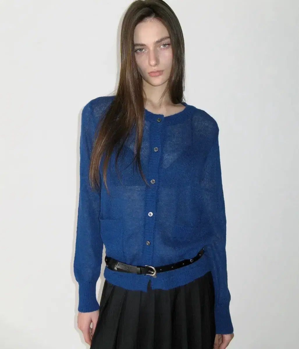 サンバーンプロジェクト モヘア シアー カーディガン BLUE