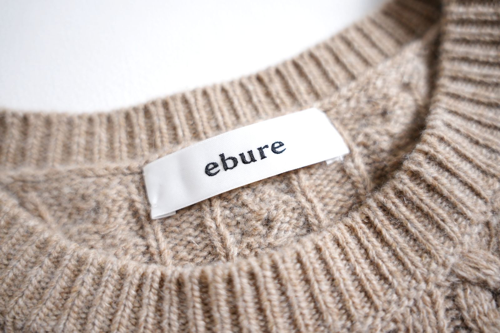 848y*美品 ebure エブール カシミヤ混 ケーブル編み ニットワンピース