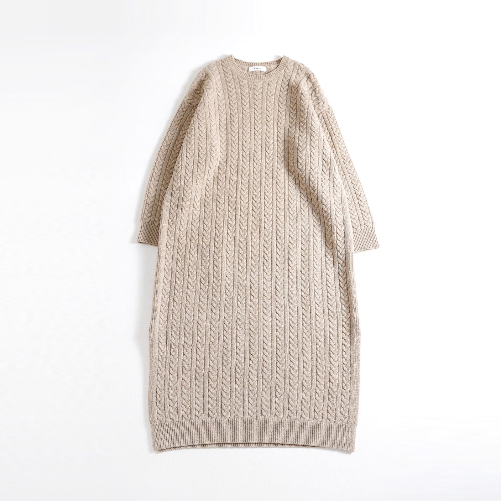 専用【美品】 ebure ウールケーブルニット ロングワンピース カシミヤ混 848y*美品 ebure エブール カシミヤ混 ケーブル編み ニットワンピース