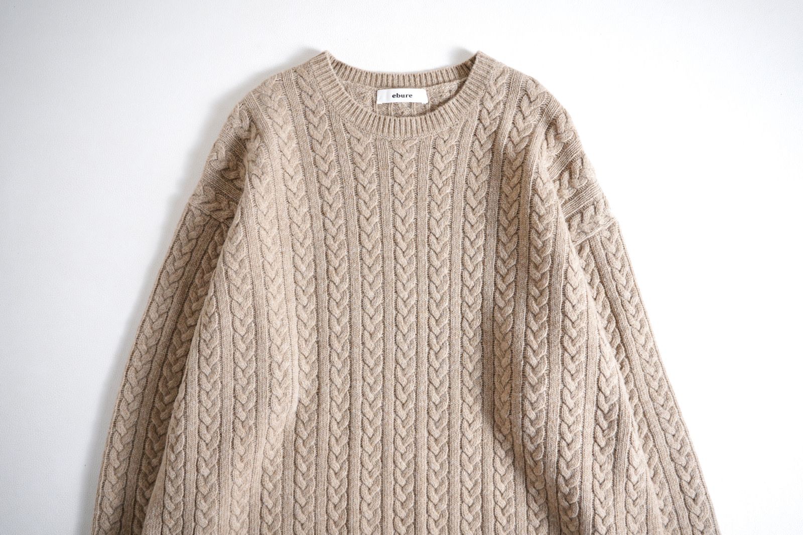 848y*美品 ebure エブール カシミヤ混 ケーブル編み ニットワンピース