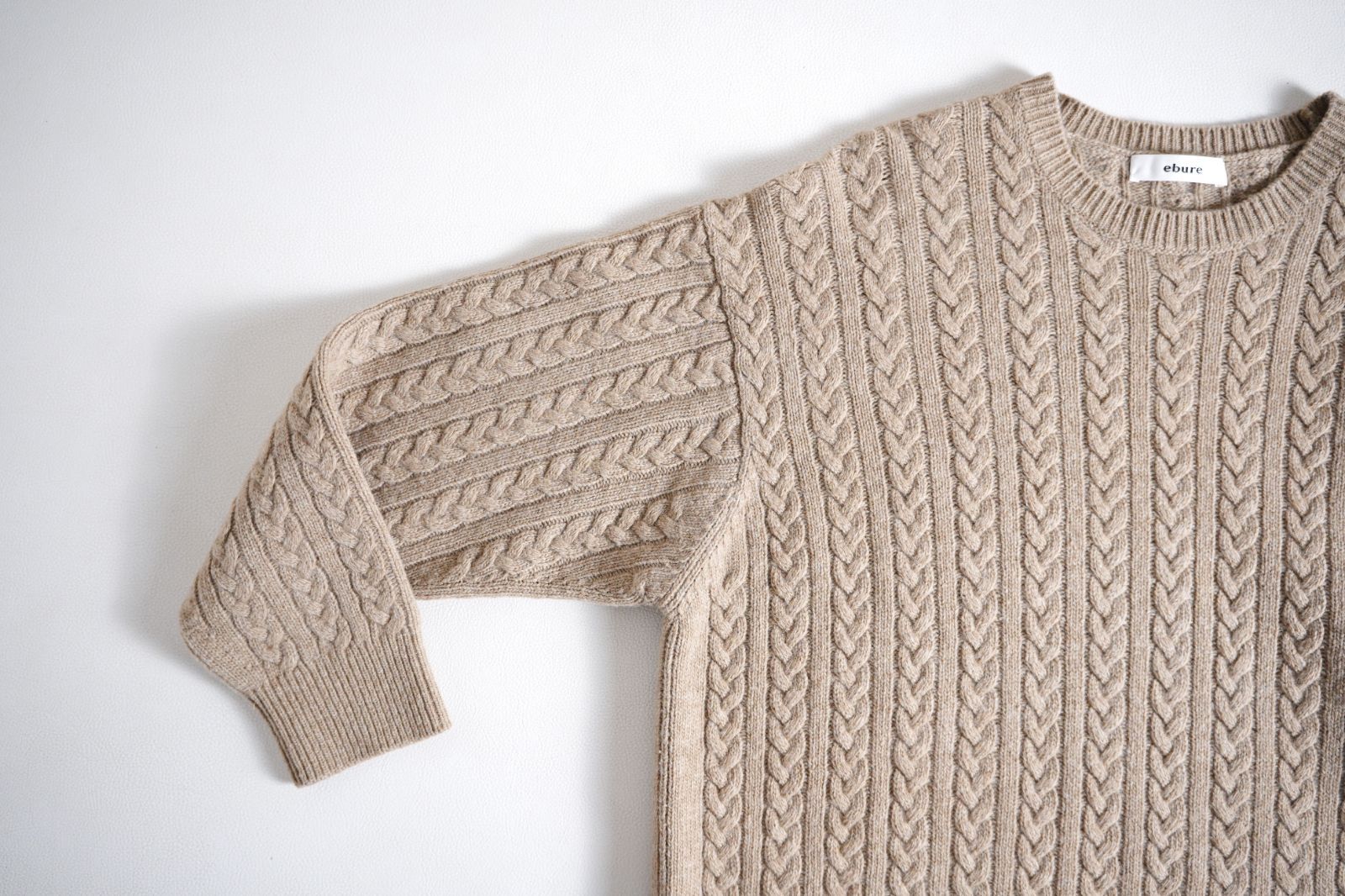 848y*美品 ebure エブール カシミヤ混 ケーブル編み ニットワンピース