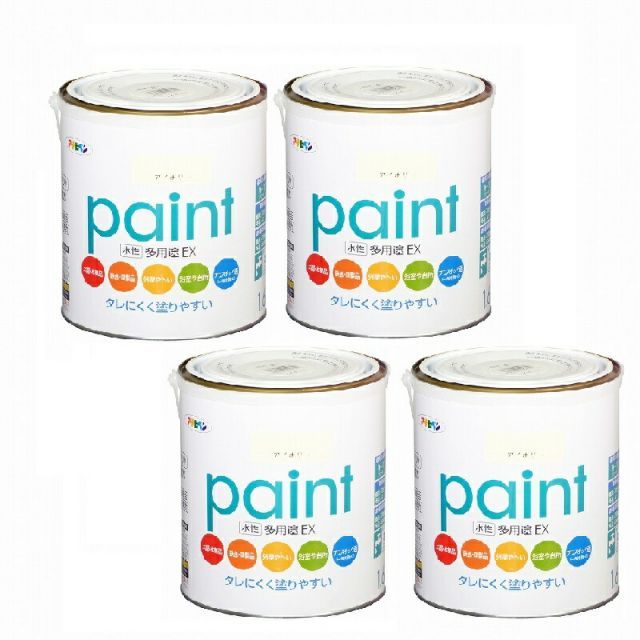 アサヒペン 水性多用途ＥＸ１．６Ｌ アイボリー 4缶セット