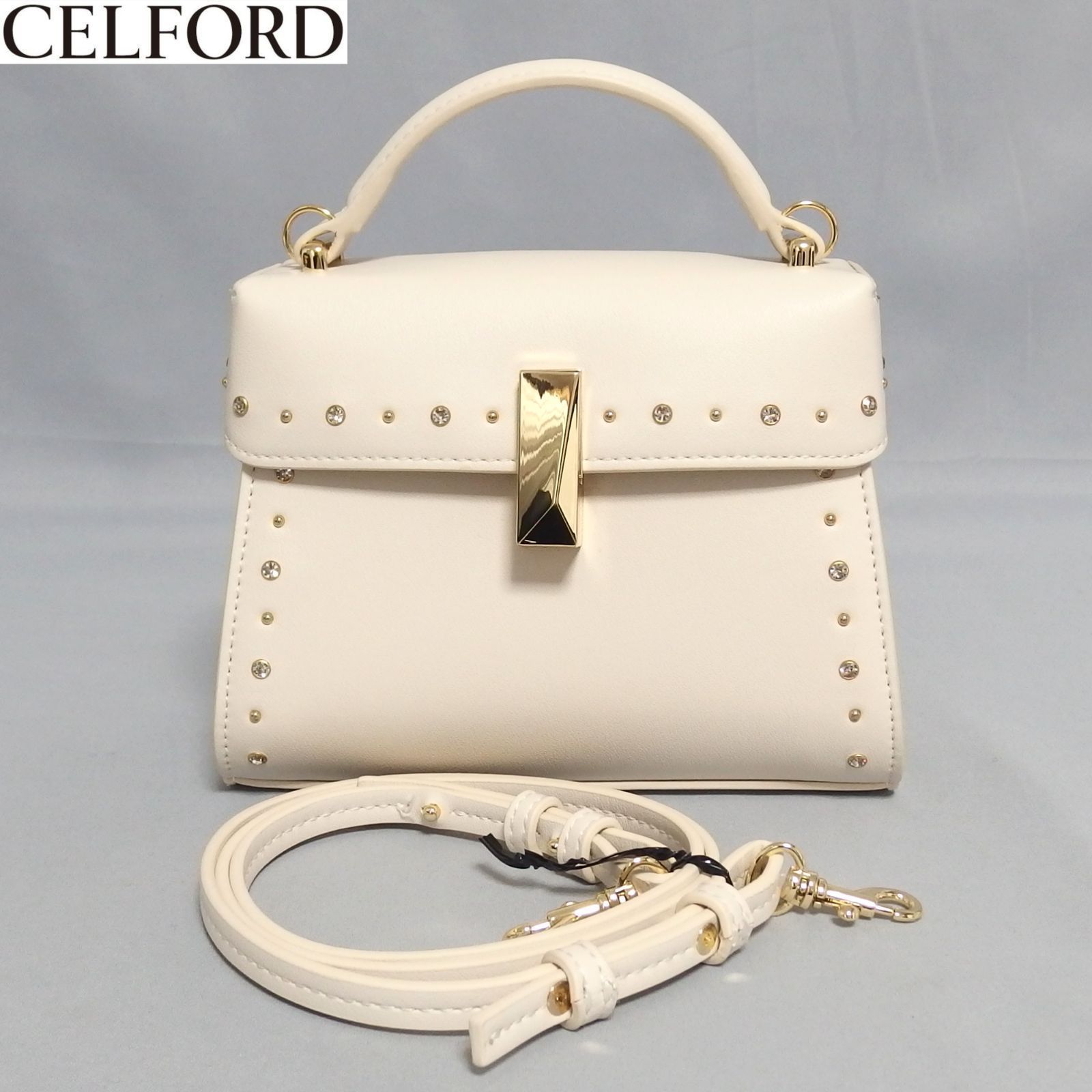 極美品☆CELFORD リュタン ビジュー スタッズ ポシェット ミニ 2Way